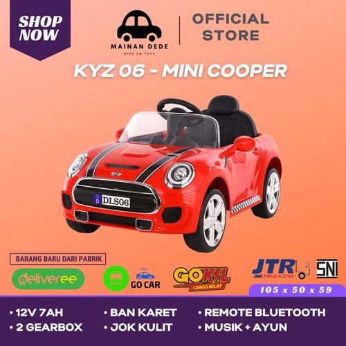 Foto Produk Mainan Mobil Aki Anak Mini Cooper DLS 06 KYZ 06 JOK KULIT BAN KARET - Merah dari Mainan Anak Dede
