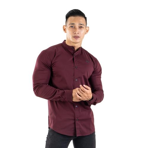 Jual Collarless Lux Shirt - Maroon - S 