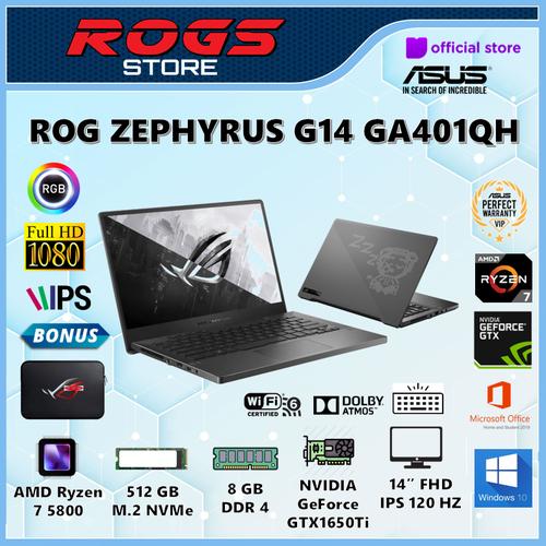 Gambar ASUS ROG ZEPHYRUS G14 GA401QH RYZEN 7 5800HS 8GB 512GB GTX1650 4GB OHS - NON PAKET dari ROGS STORE Jakarta Utara Tokopedia