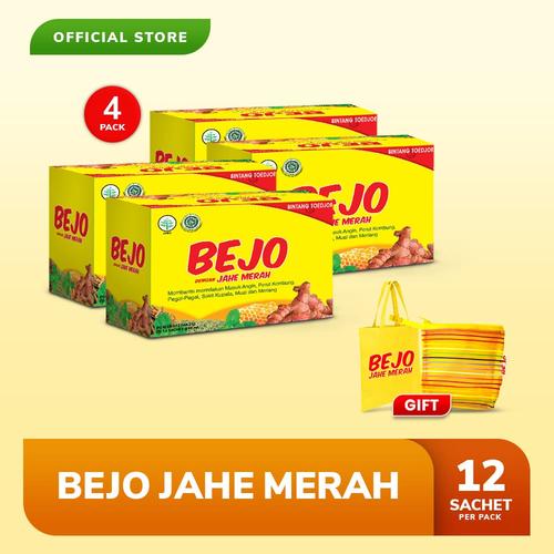 Foto Produk Bejo Jahe Merah Sachet 4 Pack (48 Sachet) FREE Pouch + Tote Bag dari Bintang Toedjoe Official