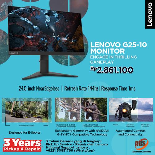 Foto Produk Lenovo Monitor Gaming G25-10 24.5" dari Myclub