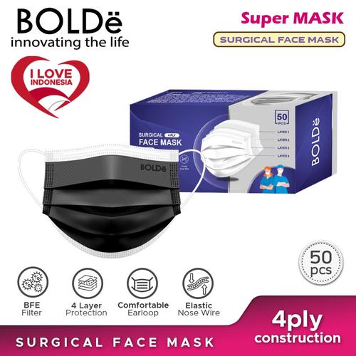 Foto Produk BOLDe Super Mask Surgical Mask 4 Ply 50pcs - Hitam dari BOLDe Official Store