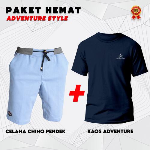 Foto Produk PAKET HEMAT Celana Pendek Pria Chino Plus Kaos ANTARESTAR Keren - L dari Antares Star