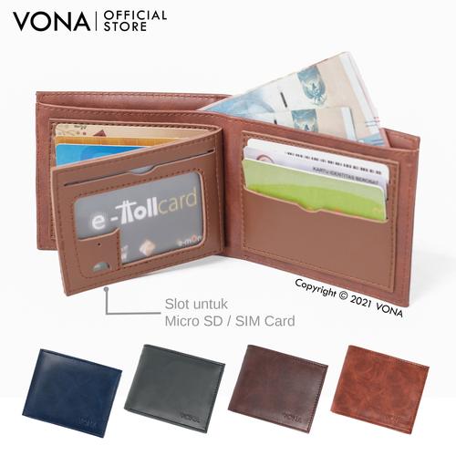 Foto Produk VONA Dompet Pria Kulit PU / Dompet Lipat Laki laki Keren - JAGGER - Tan dari VONA