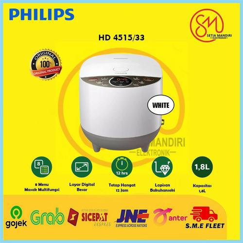 Gambar PHILIPS HD4515 Rice Cooker Digital 1.8 Liter Fuzzy Logic - HD-4515 - Putih, TANPA BUBBLE dari Setia Mandiri Elektronik Jakarta Barat Tokopedia