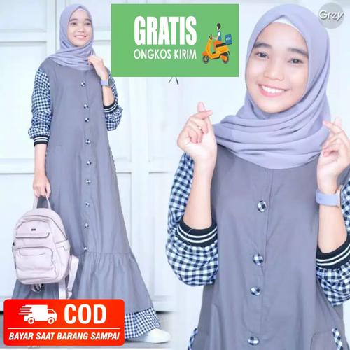 Foto Produk Gamis anak remaja tanggung baju gb nibras abg busana muslim wanita 12 - Abu-abu, M dari KAMILA OUTFIT 48