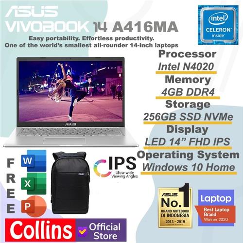 Foto Produk ASUS VivoBook 14 A416MA - N4020 DDR4 4GB SSD 256GB 14" FHD IPS W10 OHS dari Collins Official