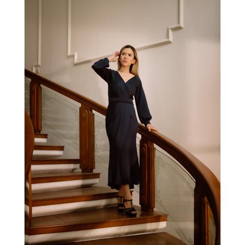 Foto Produk Lila Wrap Dress - Dark Blue - S dari At Vezzo