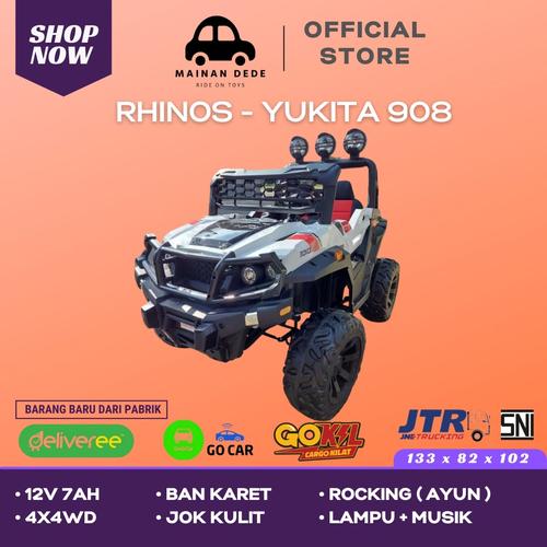 Foto Produk Mainan Mobil Aki Anak Jeep Rhinos 908 Yukita JOK KULIT BAN KARET - Putih dari Mainan Anak Dede