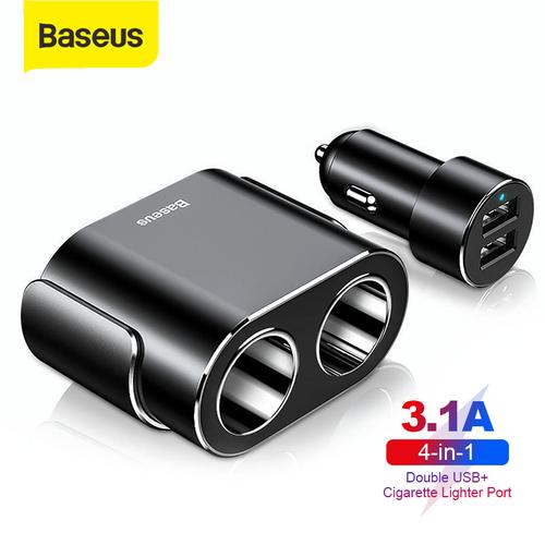 Gambar CAR CHARGER BASEUS CHARGER MOBIL USB DUAL PORT - Hitam dari Baseus Official Store Jakarta Utara Tokopedia