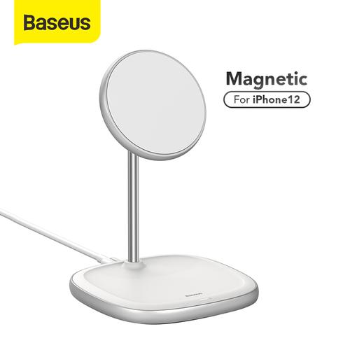 Foto Produk BASEUS WIRELESS CHARGER HOLDER STAND APPLE MAGSAFE CHARGER IPHONE 12 - Putih dari Baseus Official Store