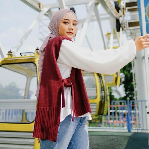 Foto Produk VEST ROMPI RAJUT TALI | VEST KNIT OUTER | ROMPI RAJUT WANITA | ROMPI - Maroon dari REVICSTORE.ID