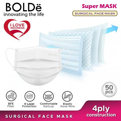 Gambar BOLDe Super Mask Surgical Mask 4 Ply 50pcs - Putih dari BOLDe Official Store Kota Tangerang Tokopedia