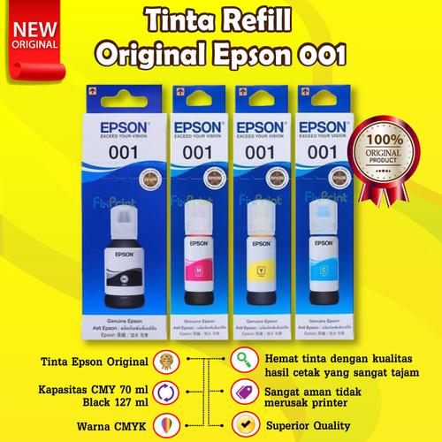 Foto Produk Epson Ink 001 Black Cyan Magenta Yellow Tinta Original L4150 L6170 - Hitam dari FixPrint Indonesia