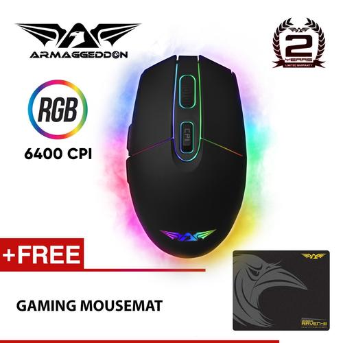Foto Produk Mouse Gaming Armaggeddon Raven-III (4800 CPI) RGB Free Mousematt - No Name dari Armaggeddon Official