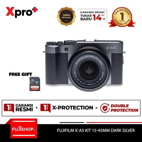Foto Produk FUJIFILM X-A5 XA5 kit Lens XC 15-45mm - Dark Silver + SD 16gb - Reguler, Dark Silver dari FUJISHOPid