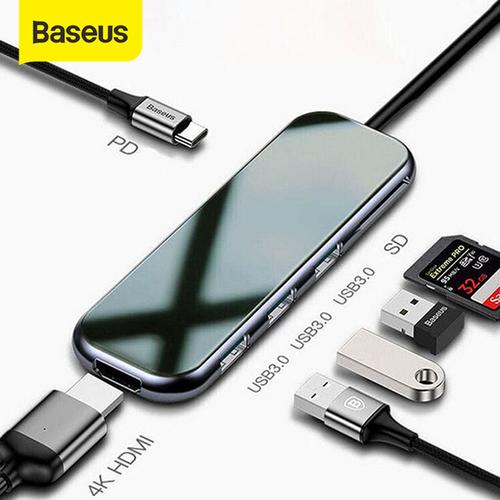 Foto Produk BASEUS USB TYPE C HUB TO HDMI 4K 3xUSB3.0+SDTF+PD - 7 port ekspansi dari Baseus Official Store