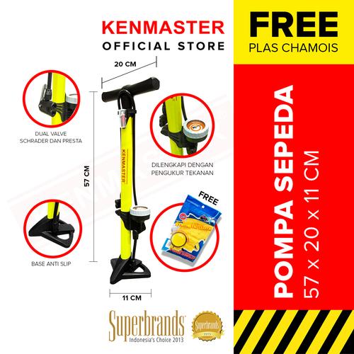 Foto Produk Kenmaster Pompa Sepeda Tabung Kuning KM-5435B NEW - Kuning dari Kenmaster Official