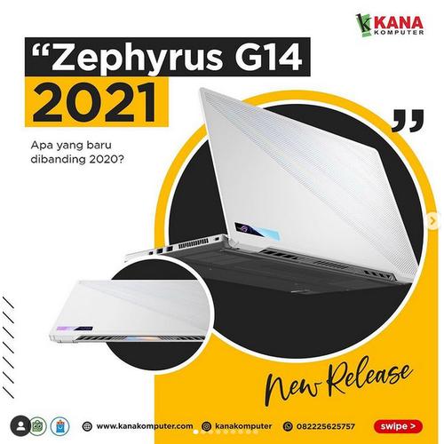 Gambar ASUS ROG ZEPHYRUS G14 GA401QH R765B6T-O Ryzen 7 5800HS/512GB/GTX 1650 dari kanakomputer Kab. Sleman Tokopedia