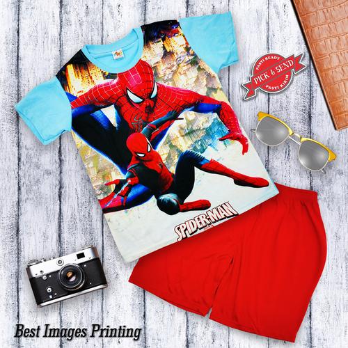 Cowok Printing Motif Spiderman City 