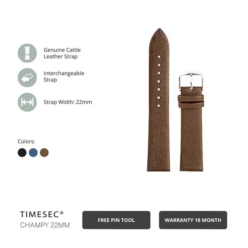Gambar TIMESEC Champy 22mm Genuine Leather Strap Jam Tangan + Pin Tools dari TIMESEC Jakarta Barat Tokopedia