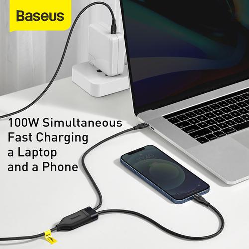 Gambar KABEL DATA BASEUS 2IN1 FAST CHARGING TYPE C LIGHTNING IPHONE 12 PD QC - Hitam dari Baseus Official Store Jakarta Utara Tokopedia