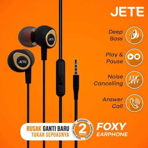 Foto Produk Headset | Handsfree | Earphone JETE FOXY - Hitam dari JETE Official Surabaya