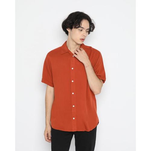 Promo Kemeja Unisex Erigo Short Shirt Vicente Rayon Orange - XXL - Kab