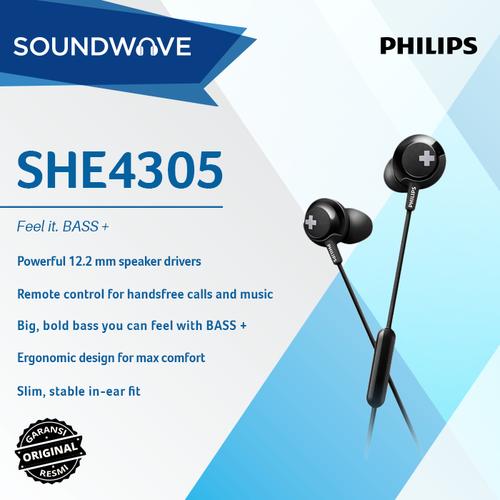 Qoo10 - Philips SHE 4305 Bass+ In Ear head phone with mic : Mobile  Accessories