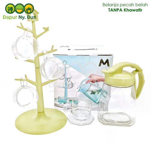 Foto Produk Teko Set Kaca + Rak Ranting / Elegant Kettle + 4 Cangkir Kaca dari Dapur Ny.Bun