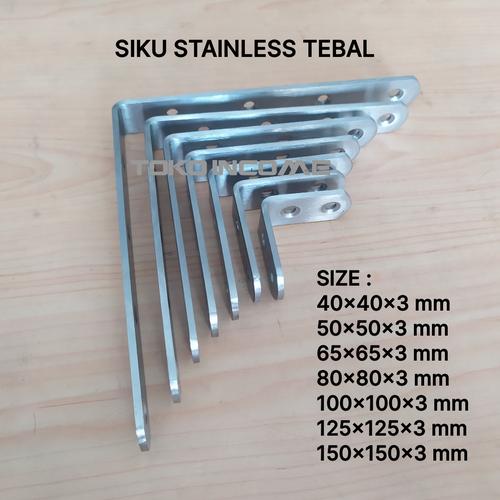 Foto Produk Siku L 125 x 125 x 20 mm Tebal 3 mm Stainless Steel Kuat Penyangga Rak dari Toko Income