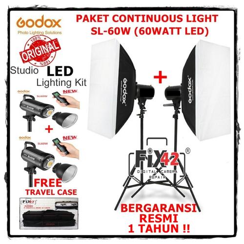 Foto Produk Paket Lampu Studio Godox SL60W SL-60W 5600K Video Continuous Light. - M dari Fix42 servis n Acc