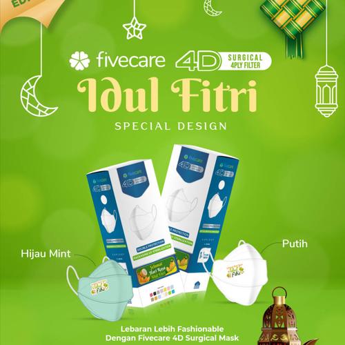 Foto Produk Masker Five Care Earloop 4Ply / Masker Medis 4D Fivecare / Evoplusmed - Edisi Lebaran dari Gudang Sehat Store