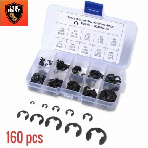 Foto Produk E Ring Snap Ring Carbon Steel 160 pcs Ukuran 2mm~10mm dari Spring Auto Part
