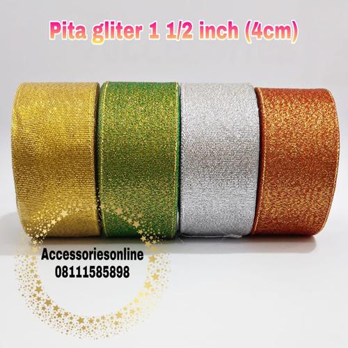 Gambar PITA GLITTER 1 1/2 inch (4 cm) Per Roll - Perak dari accessoriesonline Jakarta Barat Tokopedia