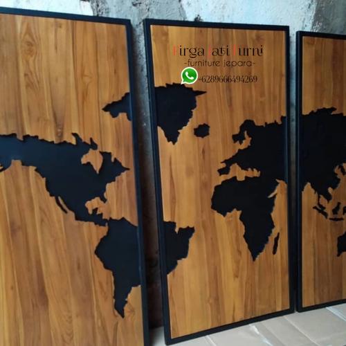 Jual hiasan dinding peta dunia kayu map - Hitam - Kab. Jepara ...