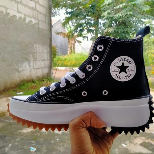 Promo sepatu converse run star hike Hi Black white Original Hitam, 35 di  Djsstore30q Tokopedia