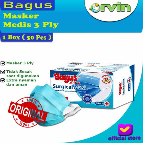 Foto Produk Bagus Surgical Mask / Masker 3 Ply / Masker Medis / 1 Box Isi 50 pcs dari Orvin Health & Beauty