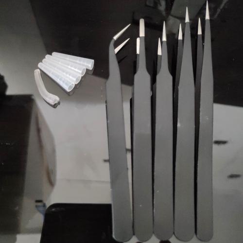 Foto Produk 5pcs Pinset Tweezer penjepit ESD Antistatic Lurus dan Bengkok dari RAJACELL BEKASI
