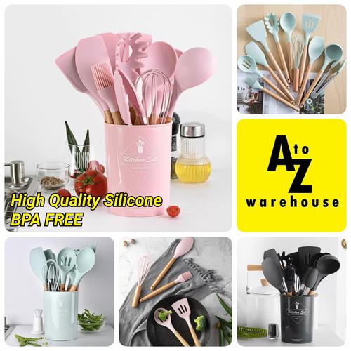 Foto Produk Silikon Utensil Peralatan Masak Silicone Utensil Set 11 Pcs Sutil - Hitam dari AtoZ Warehouse