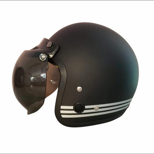 Foto Produk Helm Retro Line Black Doff HKM (Free kaca helm) dari GudangHelm