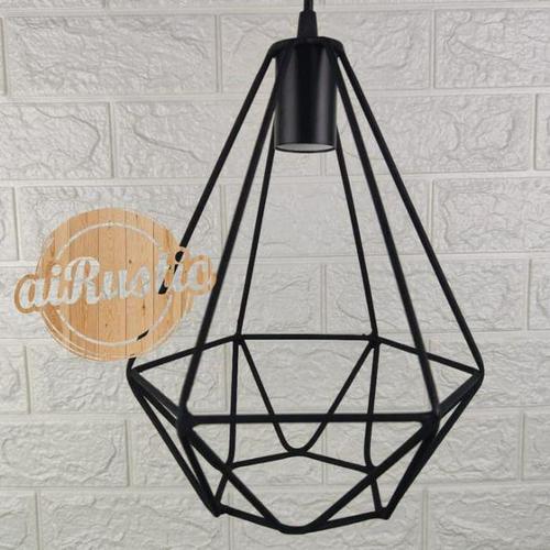 Foto Produk kap lampu gantung diamond design minimalis dekorasi cafe vintage rusti - Hitam, Kap Dan Fitting dari rio Gemstone