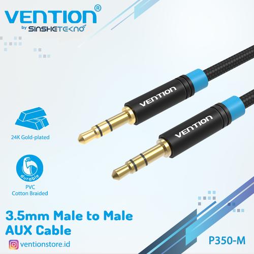 Gambar Vention Kabel Aux Audio 3.5mm Male to Male Gold Plated - P350 Braided, 0.5m dari VENTION by SinsheTekno Tokopedia