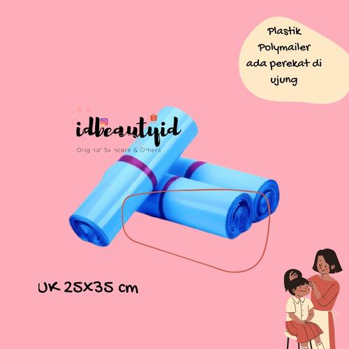 Foto Produk 25x35 CM ISI 50 PC PLASTIK POLYMAILER PACKAGING ONLINE ADA PEREKAT - Putih dari idbeautyid