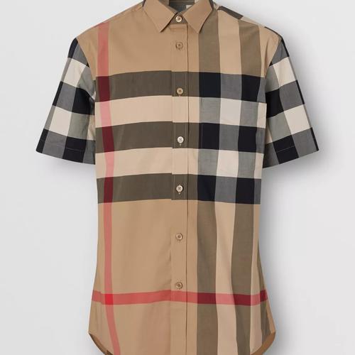 Jual Short-sleeve Check Stretch Cotton 