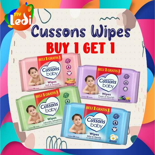 Foto Produk Cussons Baby Wipes 50's (BUY 1 GET 1 FREE) / Tisu Basah / MY LEDI - CS Wipes Ungu dari MY LEDI