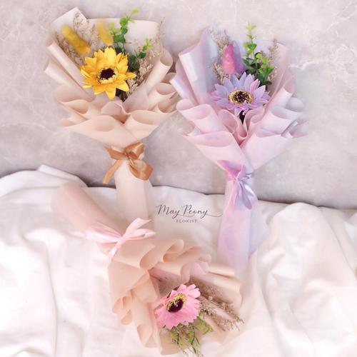 Gambar SINGLE SUNFLOWER SOAP BOUQUET - BUKET BUNGA SABUN SATUAN KADO WEDDING - Pink dari May Peony Florist Jakarta Barat Tokopedia