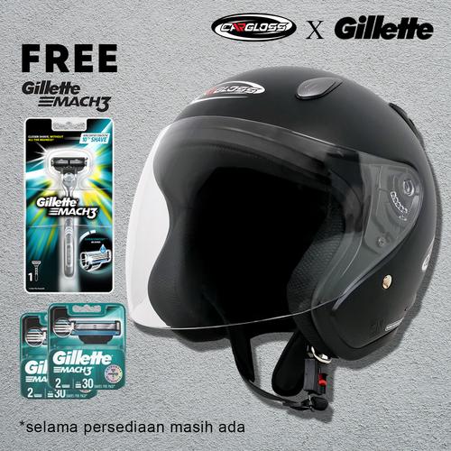 Foto Produk Helm Half Face YCN CR Cargloss Visor Hardcoat - Black Doff - M dari Helm Cargloss