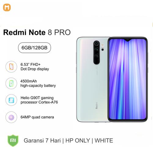 Foto Produk Xiaomi Redmi Note 8 Pro 6GB/64GB 6GB/128GB HP Only Resmi - 6GB/128GB, Putih dari MI.STORE