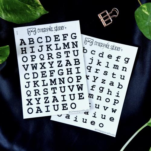 Jual Alphabets Sticker Vintage Typewriter Font Stiker Huruf Bujo